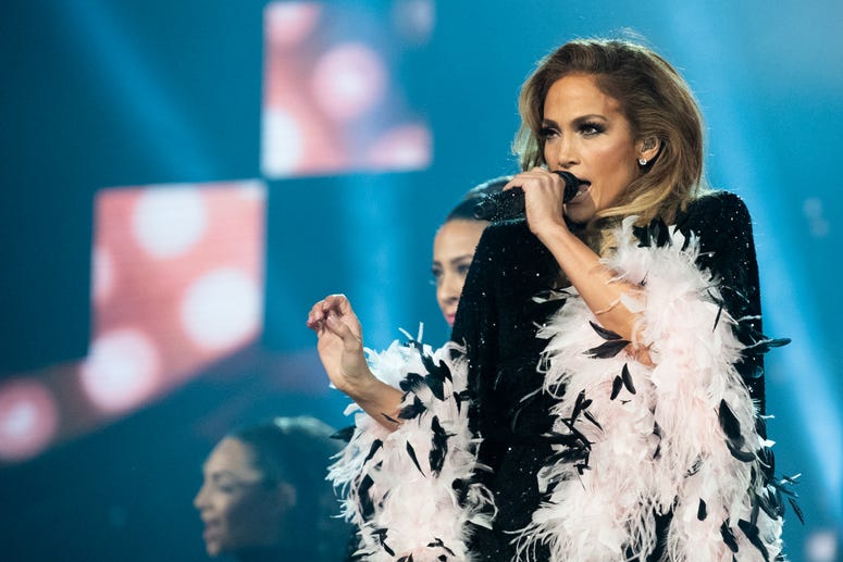 Jennifer Lopez performing at the GRAMMY's. Jennifer Lopez performing