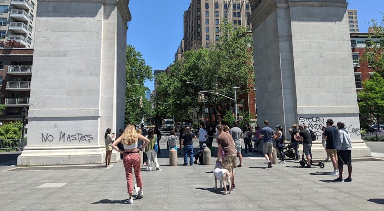 Washington Square Park Arch vandalized Washington Square Park Arch vandalized