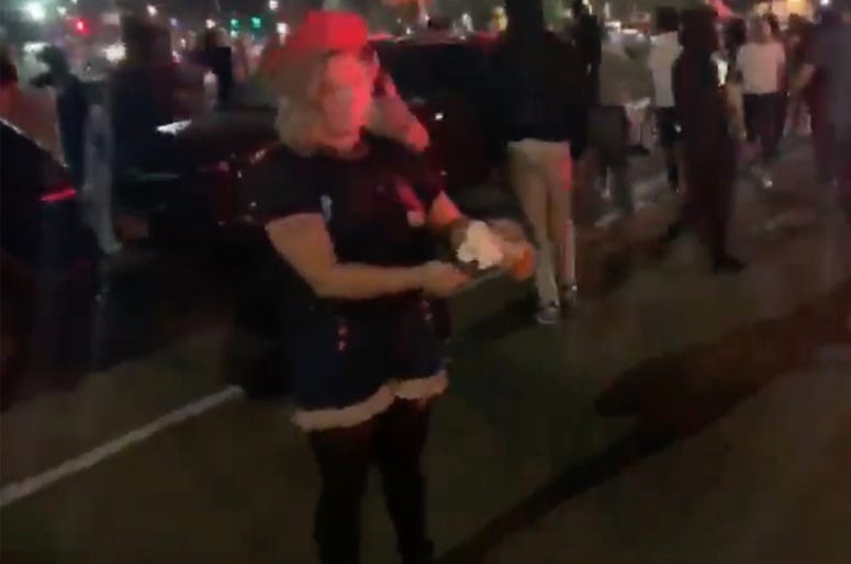 Authorities say this is Samantha Shader before the Molotov cocktail was thrown. Samantha Shader