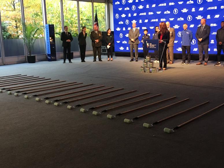 The annual line painting ceremony ahead of the TCS New York City Marathon takes place on Oct. 30, 2019. Marathon Line Painting