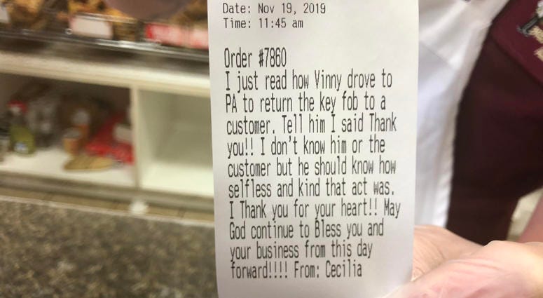 Thank you note from customer Thank you note from customer
