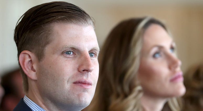 6/28/2017 - Eric Trump, son of US President Donald Trump, with his wife Lara, during the opening of the new golf course at Trump Turnberry in Ayrshire. 6/28/2017 - Eric Trump, son of US President Donald Trump, with his wife Lara, during the opening of the new golf course at Trump Turnberry in Ayrshire.