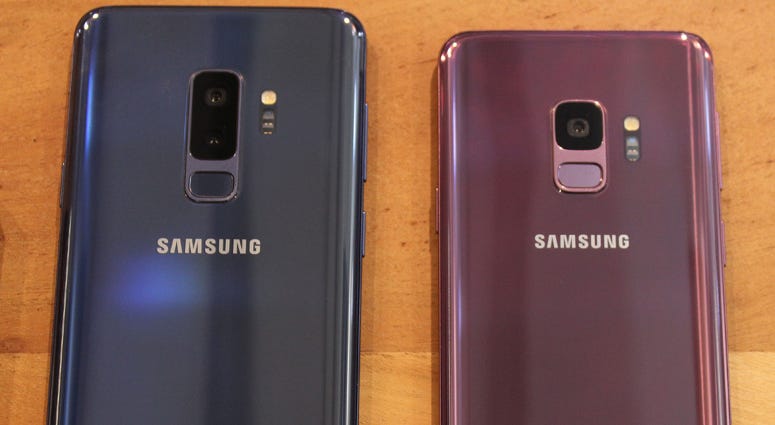 A rear view of the new Samsung Galaxy S9 and S9+ (left) smartphones, unveiled by Samsung to take on the iPhone X, complete with high-specification cameras and face-scanning technology to create personalised emoji. Samsung Phones