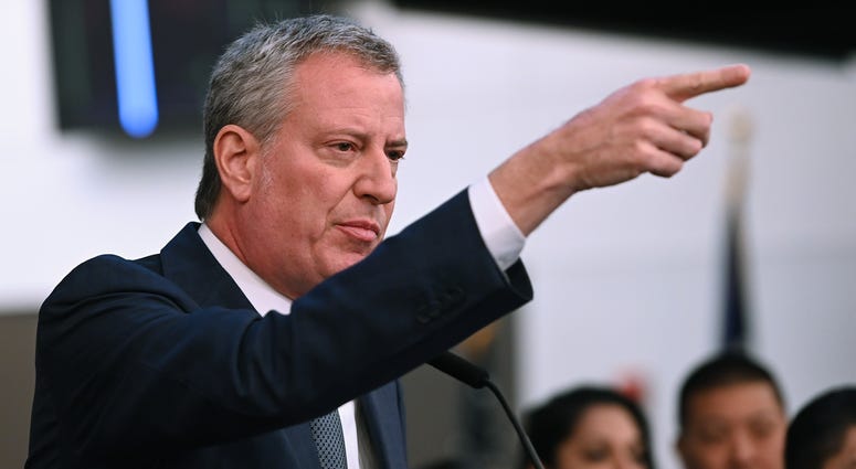 Mayor de Blasio at a coronavirus news conference. Mayor de Blasio