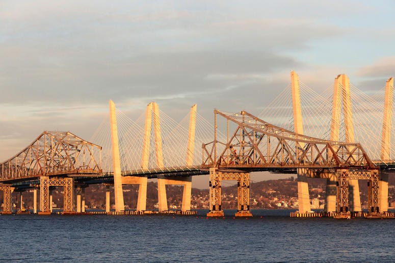 The scene leading up to the eastern side of the Tappan Zee Bridge demolition with explosives, Tuesday, Jan. 15, 2019. Tappan Zee Demolition