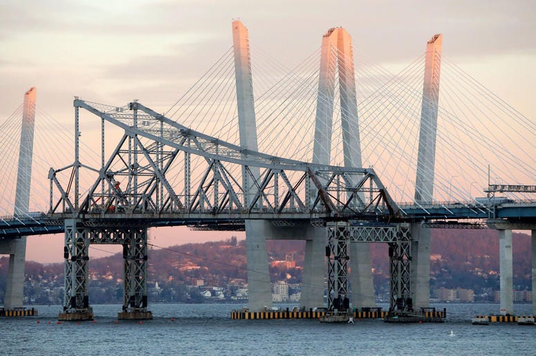 The scene leading up to the eastern side of the Tappan Zee Bridge demolition with explosives, Tuesday, Jan. 15, 2019. Tappan Zee Demolition