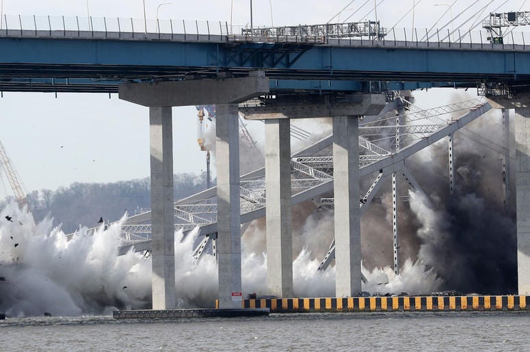 The Tappan Zee Bridge comes down with an implosion Jan. 15, 2019. Tappan Zee Bridge