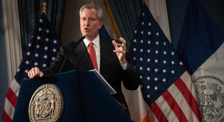 Mayor Bill de Blasio announces his Fiscal Year 2020 Executive Budget in the Blue Room at City Hall on Thursday April 25, 2019. Mayor Bill de Blasio
