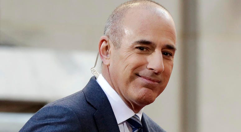 In this April 21, 2016, file photo, Matt Lauer, co-host of the NBC "Today" television program, appears on set in Rockefeller Plaza, in New York. Matt Lauer