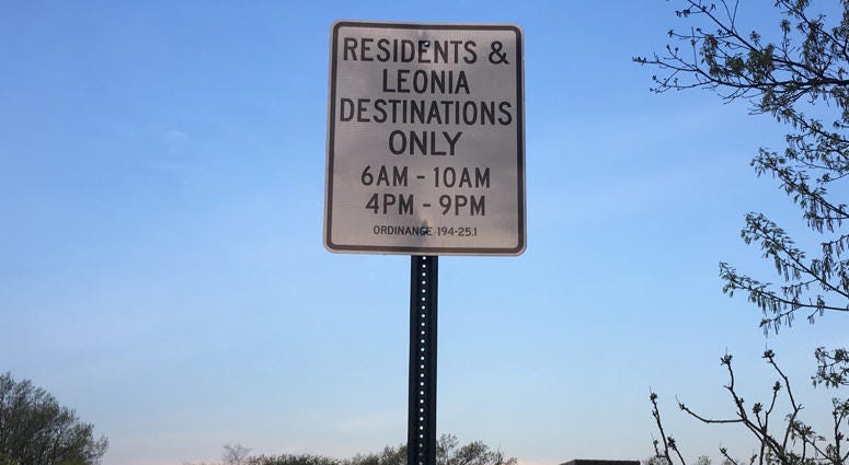 Leonia has lost its battle to keep GWB traffic off its streets. Leonia Street Sign