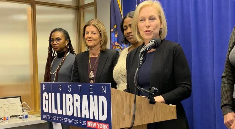 Sen. Kirsten Gillibrand at a news conference Sunday. Sen. Kirsten Gillibrand