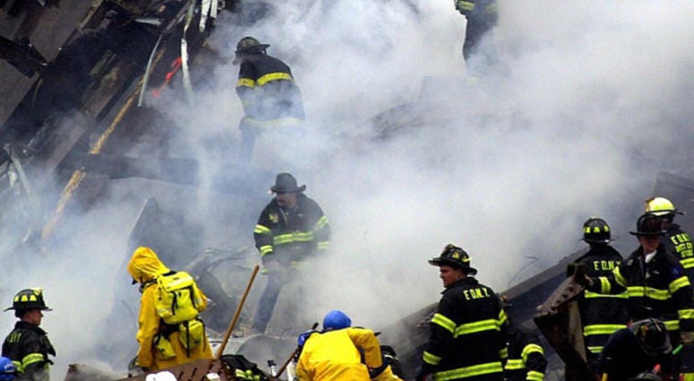 First responders at Ground Zero. 9/11 first responders crop