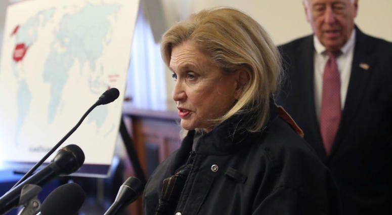 Rep. Carolyn Maloney (D-NY) participates in a news conference to discuss the introduction of "The Federal Employee Paid Leave Act" during a news conference on Capitol Hill, on March 5, 2019 Rep. Carolyn Maloney
