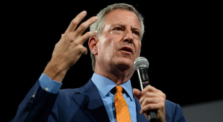 Democratic presidential candidate and New York City Mayor Bill de Blasio speaks during a forum on gun safety at the Iowa Events Center on August 10, 2019 in Des Moines, Iowa. Mayor Bill de Blasio