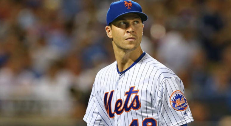 Pitcher Jacob deGrom #48 of the New York Mets walks off the field at the end of the seventh inning during a game against the Chicago Cubs at Citi Field on August 29, 2019 in New York City Pitcher Jacob deGrom #48 of the New York Mets walks off the field at the end of the seventh inning during a game against the Chicago Cubs at Citi Field on August 29, 2019 in New York City