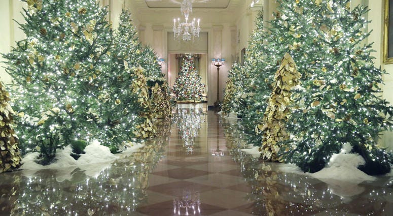 Christmas decorations on display at the White House on Dec. 2, 2019 in Washington, DC. White House Christmas