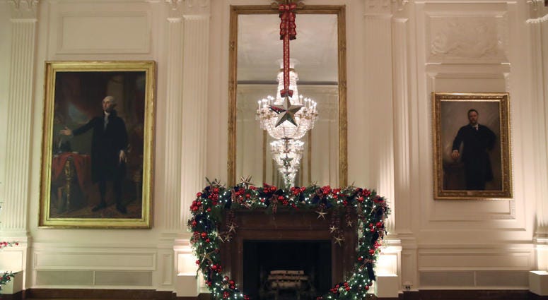 Christmas decorations on display at the White House on Dec. 2, 2019 in Washington, DC. White House Christmas