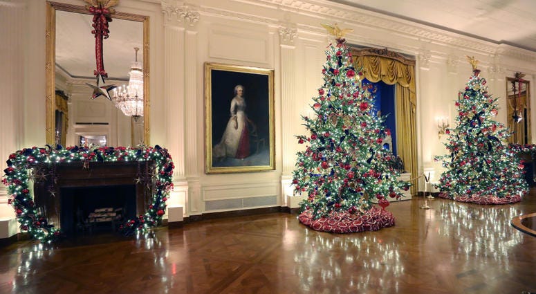 Christmas decorations on display at the White House on Dec. 2, 2019 in Washington, DC. White House Christmas