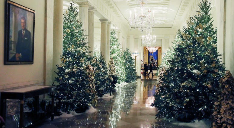 Christmas decorations on display at the White House on Dec. 2, 2019 in Washington, DC. White House Christmas