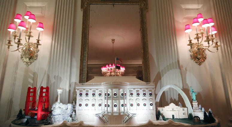 Christmas decorations on display at the White House on Dec. 2, 2019 in Washington, DC. White House Christmas