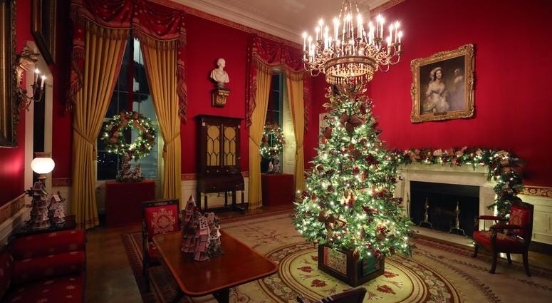 Christmas decorations on display at the White House on Dec. 2, 2019 in Washington, DC. White House Christmas