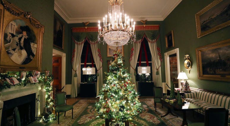 Christmas decorations on display at the White House on Dec. 2, 2019 in Washington, DC. White House Christmas