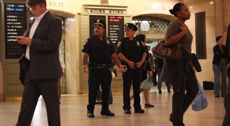 Metropolitan Transit Authority (M.T.A.) police officers keep watch in Grand Central Terminal September 22, 2009. MTA Police