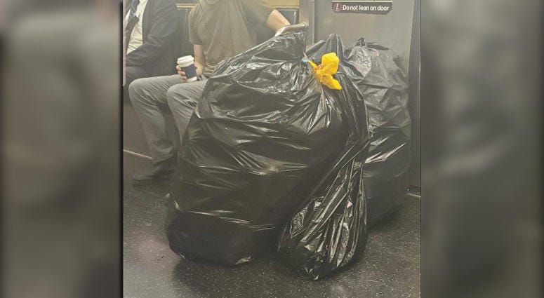Trash on a New York City subway car Dirty subway car