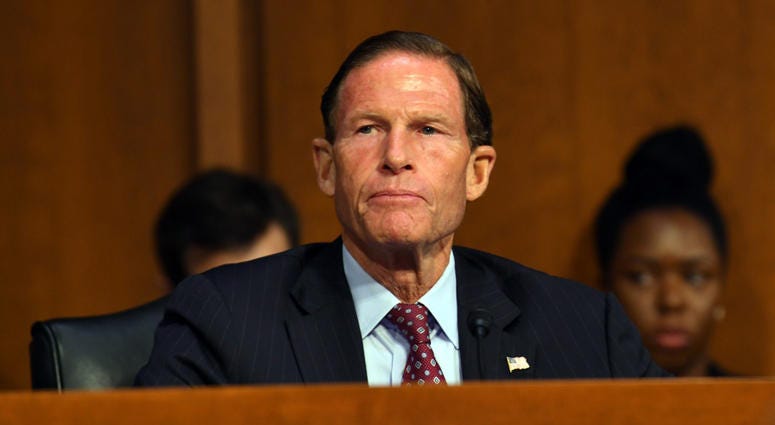 Sen. Richard Blumenthal (D-Conn.) listens during the hearing for Supreme Court Associate Justice nominee Brett Kavanaugh. Sen. Richard Blumenthal