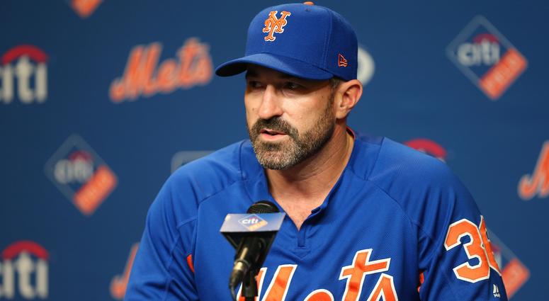 New York Mets manager Mickey Callaway addresses the media during a press conference prior to a game against the Miami Marlins at Citi Field. Mickey Callaway