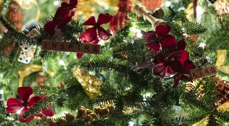 Christmas decorations on display at the White House on Dec. 2, 2019 in Washington, DC. White House Christmas