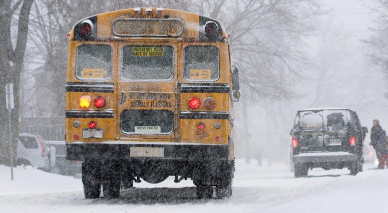 School bus in a snowstorm School Bus Snow Storm