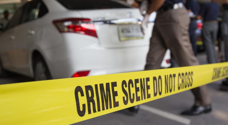 Crime scene tape protection area for evidence searh Police tape