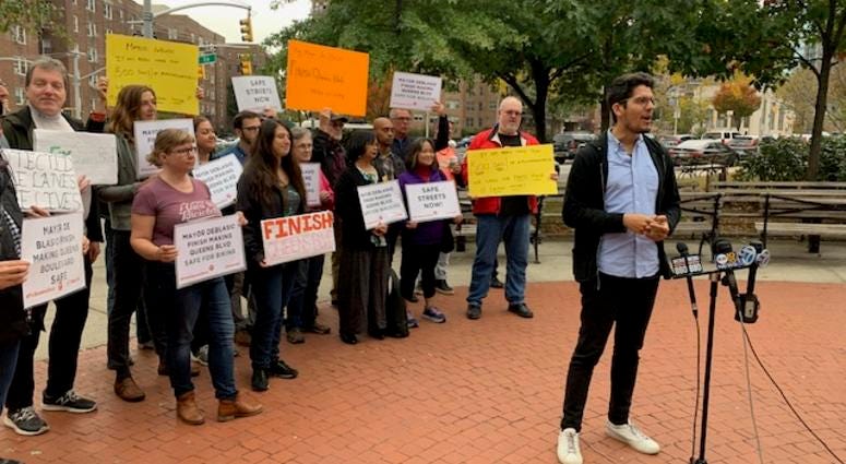 Bike lane advocates in Jackson Heights. Bike lane advocates Jackson Heights