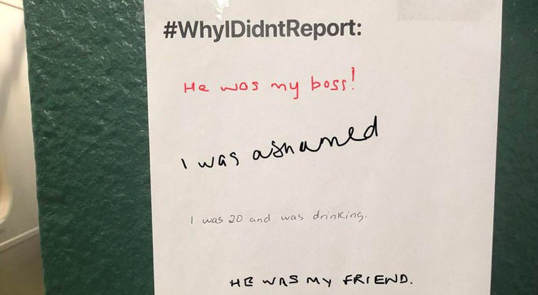 The signs have appeared in stations across the city. Subway Posters WhyIDidntReport