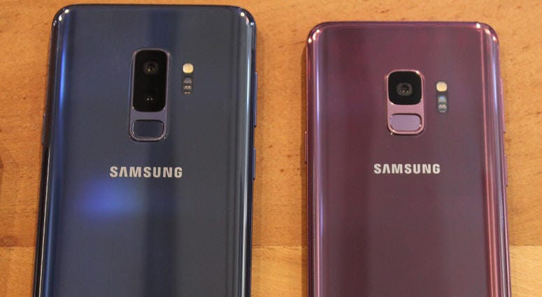 A rear view of the new Samsung Galaxy S9 and S9+ (left) smartphones, unveiled by Samsung to take on the iPhone X, complete with high-specification cameras and face-scanning technology to create personalised emoji. Samsung Phones