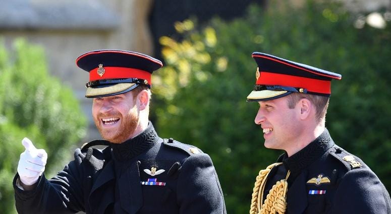 Prince Harry (left) walks with his best man, the Duke of Cambridge, as he arrives at St George's Chapel at Windsor Castle for his wedding to Meghan Markle. The Royal Wedding
