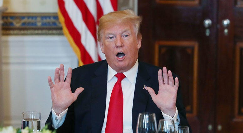 U.S. President Donald Trump speaks about immigration laws during a dinner with former and present governors in the Blue Room at the White House on May 21, 2017 in Washington, DC. Donald Trump