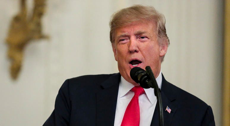 President Donald Trump speaks during a Medal of Honor ceremony in honor of Ronald J. Shurer II in the East Room of the White House October 1, 2018 in Washington, DC. President Trump