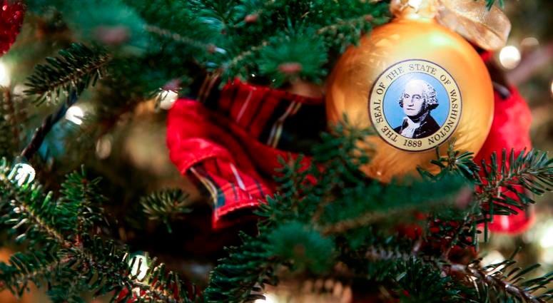 Christmas decor adorns the Library of the White House on November 26, 2018 in Washington, DC. White House Christmas 2018