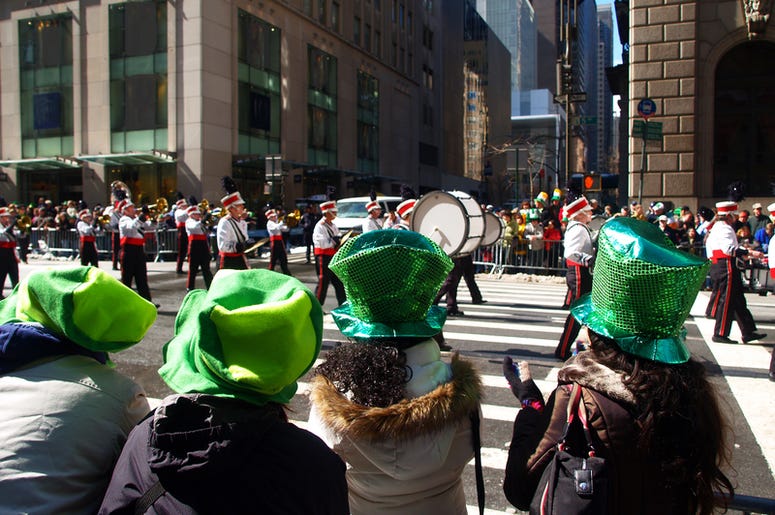 Crowd watching St Patrick's Day Parade