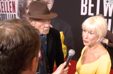 Dame Helen Mirren and Sir Ian McKellen with Brad Blanks