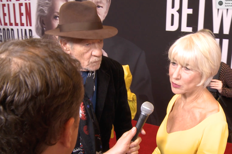 Dame Helen Mirren and Sir Ian McKellen with Brad Blanks