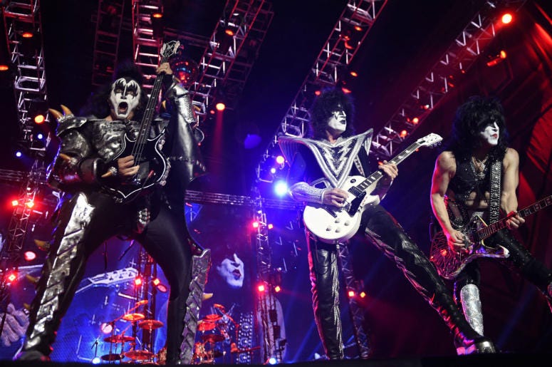 Gene Simmons (L), Tommy Thayer (C), and Paul Stanley of the band "Kiss" Gene Simmons (L), Tommy Thayer (C), and Paul Stanley of the band "Kiss"