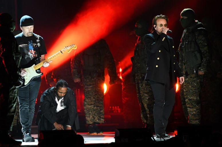 U2 and Kendrick Lamar at the GRAMMYs U2 and Kendrick Lamar at the GRAMMYs