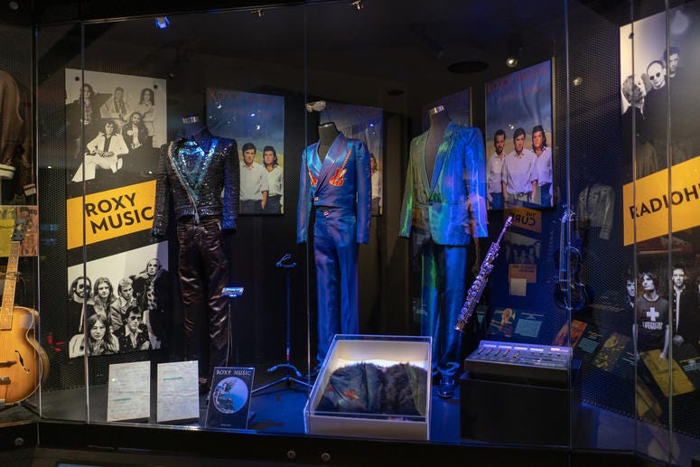 Roxy Music's stage outfits from Bryan Ferry, Phil Manzanera and Andy Mackay Roxy Music's stage outfits from Bryan Ferry, Phil Manzanera and Andy Mackay