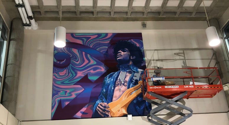 Prince mural installation MSP Prince mural installation MSP