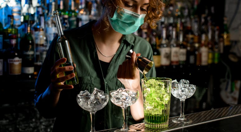 Bar, masks, drinks