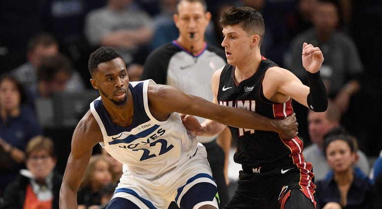 Tyler Herro guards Andrew Wiggins Andrew Wiggins and Tyler Herro
