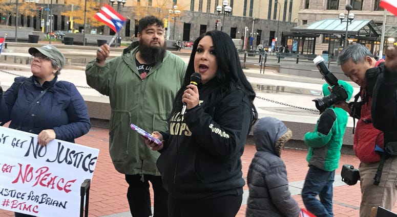 Ashley Quinones at rally for her husband killed by police Ashley Quinones at rally for her husband killed by police